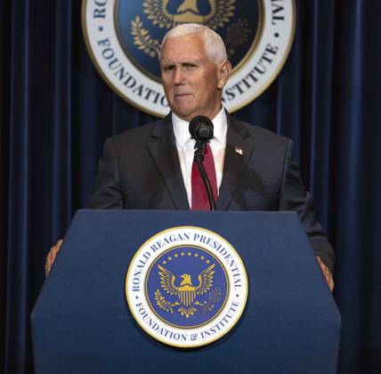 September 09, 2026 - Simi Valley, California, USA: Former United States Vice President MIKE PENCE discusses his new book, What Conservatives Believe at the Ronald Reagan Presidential Library. Simi Valley USA - ZUMAce6_ 20260909_zaf_ce6_001 Copyright: xBrianxCahnx