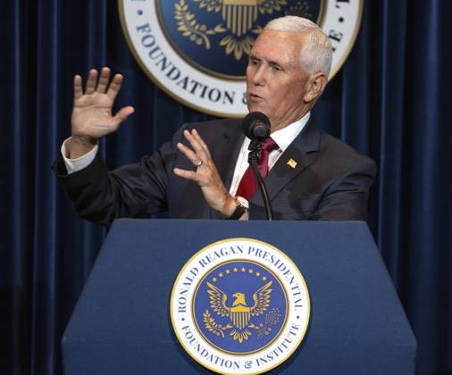 September 09, 2026 - Simi Valley, California, USA: Former United States Vice President MIKE PENCE discusses his new book, What Conservatives Believe at the Ronald Reagan Presidential Library. Simi Valley USA - ZUMAce6_ 20260909_zaf_ce6_011 Copyright: xBrianxCahnx