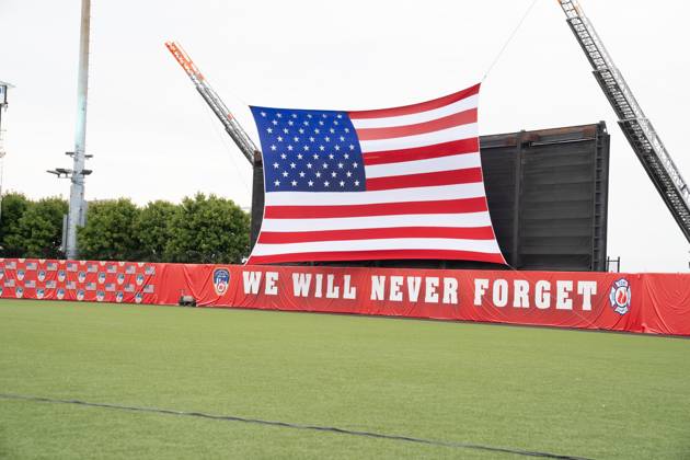 September 9, 2026, Bronx, New York, USA: Atmosphere during memorial service to commemorate 25th anniversary of terrorist attack on World Trade Center in New York. Service was held at FerryHawks Stadium of Staten Island Borough, New York, NY on September 9, 2026. FDNY members, families of those how perished on that day and who died after of illnesses related to their work in the rescue and recovery efforts, members of fire departments from around the country as well as firefighters from Italy and France attended the service. Bronx USA - ZUMAr339 20260909_znp_r339_005 Copyright: xLevxRadinx