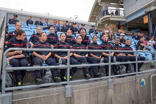 September 9, 2026, Bronx, New York, USA: Firefighters from France attend memorial service to commemorate 25th anniversary of terrorist attack on World Trade Center in New York. Service was held at FerryHawks Stadium of Staten Island Borough, New York, NY on September 9, 2026. FDNY members, families of those how perished on that day and who died after of illnesses related to their work in the rescue and recovery efforts, members of fire departments from around the country as well as firefighters from Italy and France attended the service. Bronx USA - ZUMAr339 20260909_znp_r339_006 Copyright: xLevxRadinx