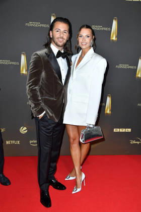 Riccardo Basile and Laura Wontorra at the German Television Awards ceremony at the Confex Center in Cologne on September 9, 2026