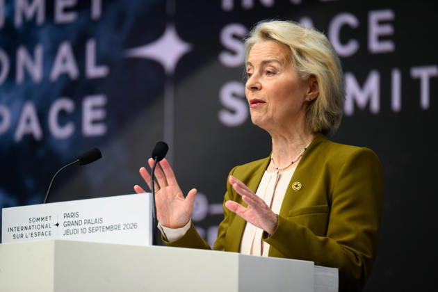 Ursula von der Leyen, President of the European Commission, at the International Space Summit at the Grand Palais in Paris, France, on September 10, 2026. Caught between the United States and China, Europe intends to defend its position at the first international summit in Paris—an event snubbed by the American giants and one that the German chancellor, despite being a co-organizer, is not attending Eric Tschaen Pool Bestimage International Space Summit at the Grand Palais in Paris on September 10, 2026 Caught between the United States and China, Europe intends to defend its position at the first international summit in Paris—an event snubbed by the American giants and attended without the German chancellor, one of the event’s co-hosts Par Copyright: xEricxTschaenx xPoolx xBestimagexEricxTschaenx xPoolx xBestimagex