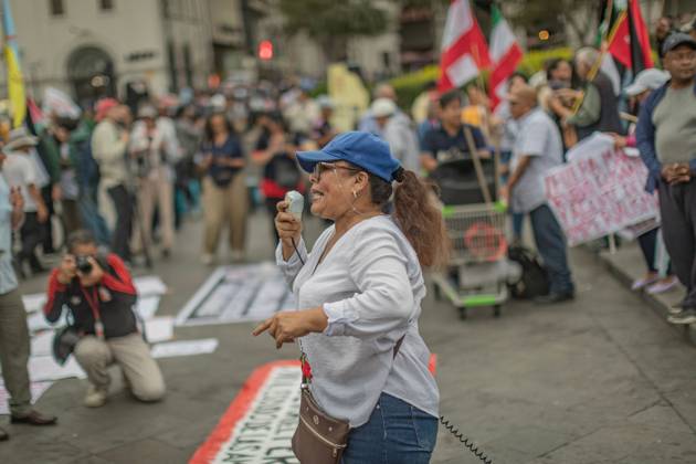 Protesters Rally Against Marco Rubio™s Visit to Peru LIMA, PERU SEPTEMBER 9, 2026: Protesters from left-wing civic and university collectives gather at Plaza San Martin in central Lima to demonstrate against the official visit of U.S. Secretary of State Marco Rubio to Peru. The demonstrators marched through the city centre into the evening during Rubio™s South American tour. Lima Peru Copyright: x xErickxDiazxVelizx xJNAxPressx