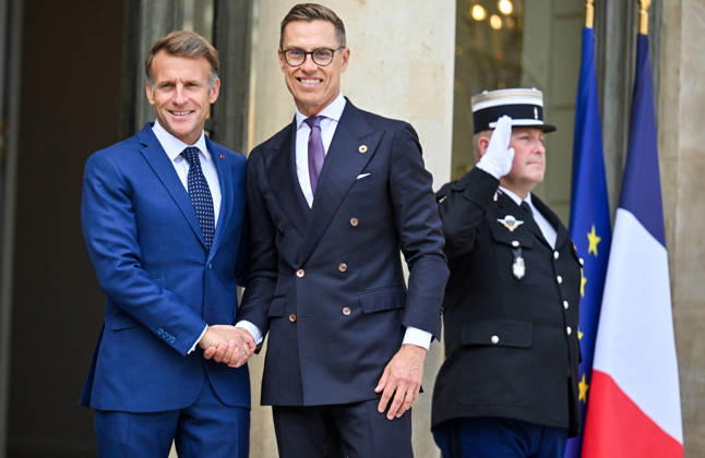 French President Emmanuel Macron welcomes Finnish President Alexander Stubb to the Élysée Palace in Paris, France, on September 10, 2026. Christian Liewig Bestimage French President Emmanuel Macron welcomes Finnish President Alexander Stubb to the Élysée Palace in Paris, France, on September 10, 2026 Paris, France  Copyright: xChristianxLiewigx xBestimagexChristianxLiewigx xBestimagex