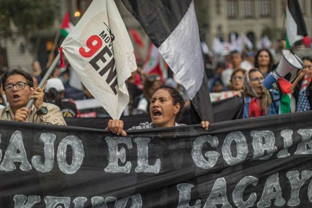 Protesters Rally Against Marco Rubio™s Visit to Peru LIMA, PERU SEPTEMBER 9, 2026: Protesters from left-wing civic and university collectives gather at Plaza San Martin in central Lima to demonstrate against the official visit of U.S. Secretary of State Marco Rubio to Peru. The demonstrators marched through the city centre into the evening during Rubio™s South American tour. Lima Peru Copyright: x xErickxDiazxVelizx xJNAxPressx