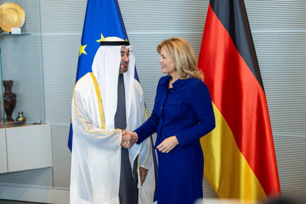 State visit by His Highness Sheikh Mohammed bin Zayed Al Nahyan, President of the United Arab Emirates, to the Federal Republic of Germany, Berlin, September 10, 2026 The President of the German Bundestag, Julia Klöckner, welcomes the President of the United Arab Emirates, Sheikh Mohammed bin Zayed Al Nahyan, to the German Bundestag in Berlin
