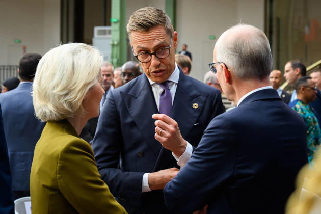 SIE International Space Summit - Paris Ursula von der Leyen, President of the European Commission, Alexander Stubb, President of Finland, and Luc Frieden, Prime Minister of Luxembourg, attend the International Space Summit at Grand Palais in Paris, France on September 10, 2026. Photo by Eric Tschaen Pool ABACAPRESS.COM Paris IDF France  Copyright: xTschaenxEric Pool ABACAx