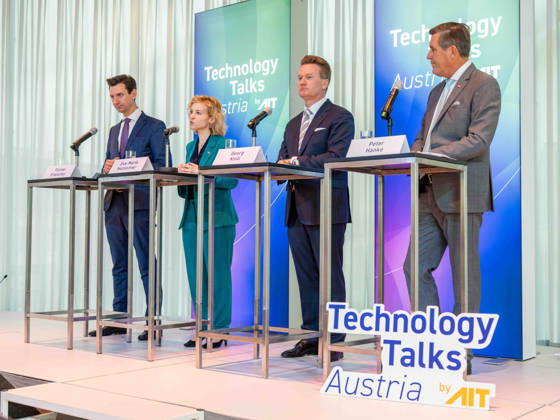 September 10, 2026: Press reception for the conference featuring Section Chief Florian Frauscher of the Federal Ministry for Women, Science, and Research (BMWET); Federal Minister for Women, Science, and Research Eva Maria Holzleitner (SPÖ); President Georg Knill of the Federation of Austrian Industries; and Feder