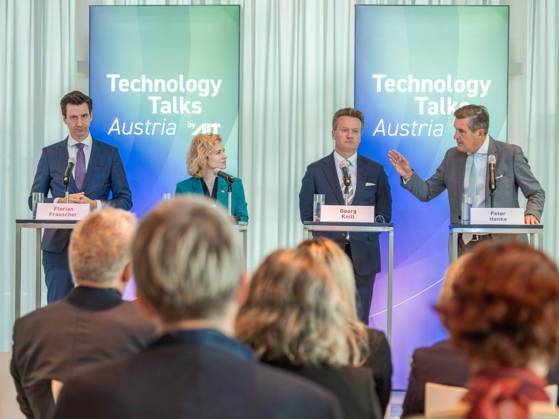 September 10, 2026: Press reception for the conference featuring Section Chief Florian Frauscher of the Federal Ministry for Women, Science, and Research (BMWET); Federal Minister for Women, Science, and Research Eva Maria Holzleitner (SPÖ); Georg Knill, President of the Federation of Austrian Industries and Fede