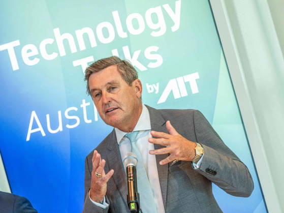 September 10, 2026: Press Reception for the Conference—Federal Minister of Innovation, Mobility, and Infrastructure Peter Hanke (SPÖ) on September 10, 2026, at the press reception for Technology Talks Austria 2026 at the Libelle MuseumsQuartier in Vienna, Vienna, Austria