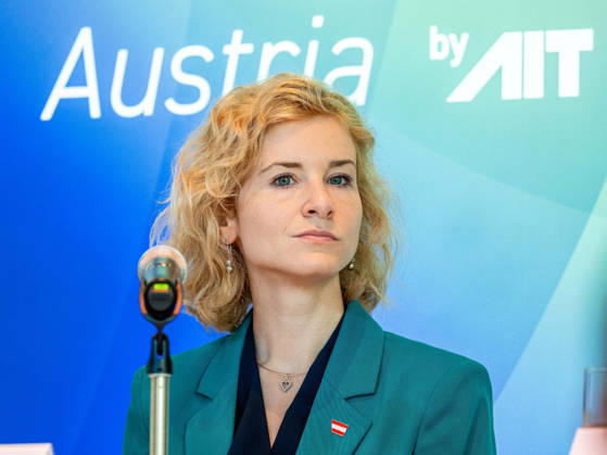 September 10, 2026 Press Reception for the Conference Federal Minister for Women, Science, and Research Eva Maria Holzleitner (SPÖ) on September 10, 2026, at the press reception for Technology Talks Austria 2026 at the Libelle MuseumsQuartier in Vienna, Vienna, Austria