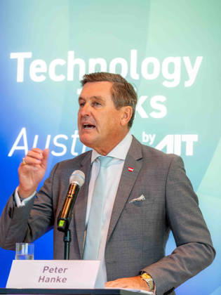 September 10, 2026 Press Reception for the Conference: Peter Hanke, SPÖ, Federal Minister of Innovation, Mobility, and Infrastructure, at the press reception for Technology Talks Austria 2026 on September 10, 2026, at the Libelle MuseumsQuartier in Vienna, Vienna, Austria