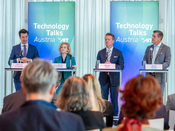 September 10, 2026: Press reception for the conference featuring Section Chief Florian Frauscher (BMWET), Federal Minister for Women, Science, and Research Eva Maria Holzleitner (SPÖ), President Georg Knill of the Federation of Austrian Industries, and Federal Minister for Innovation, Mobility, and Infrastructure P