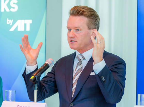 September 10, 2026 Press Reception for the Conference: Georg Knill, President of the Federation of Austrian Industries, at the press reception for Technology Talks Austria 2026 on September 10, 2026, at the Libelle MuseumsQuartier in Vienna, Vienna, Austria