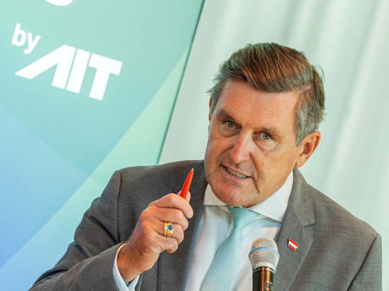 September 10, 2026: Press Reception for the Conference—Federal Minister of Innovation, Mobility, and Infrastructure Peter Hanke (SPÖ) on September 10, 2026, at the press reception for Technology Talks Austria 2026 at the Libelle MuseumsQuartier in Vienna, Vienna, Austria