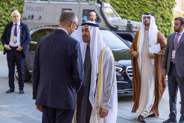 State visit by His Highness the President of the United Arab Emirates, Sheikh Mohammed bin Zayed Al Nahyan, to the Federal Republic of Germany; Berlin, September 10, 2026; Federal Chancellor Friedrich Merz welcomes the President of the United Arab Emirates, Sheikh Mohammed bin Zayed Al Nahyan, at the Federal Chancellery