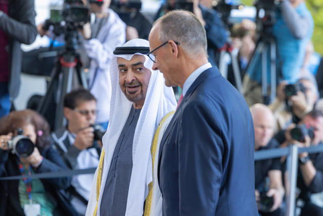 State Visit by His Highness the President of the United Arab Emirates, Sheikh Mohammed bin Zayed Al Nahyan, to the Federal Republic of Germany; Berlin, September 10, 2026—Chancellor Friedrich Merz welcomes the President of the United Arab Emirates, Sheikh Mohammed bin Zayed Al Nahyan, at the Federal Chancellery