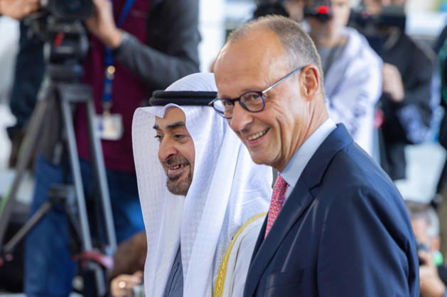 State Visit by His Highness the President of the United Arab Emirates, Sheikh Mohammed bin Zayed Al Nahyan, to the Federal Republic of Germany; Berlin, September 10, 2026—Chancellor Friedrich Merz welcomes the President of the United Arab Emirates, Sheikh Mohammed bin Zayed Al Nahyan, at the Federal Chancellery