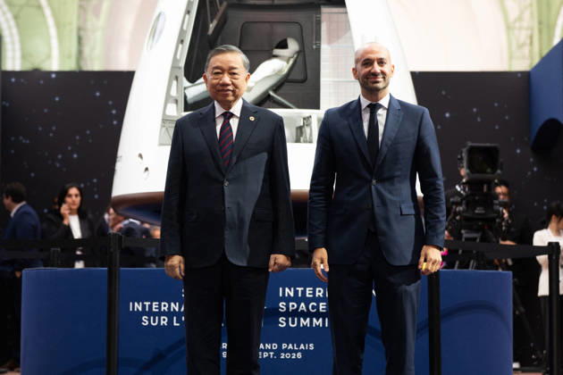 Arrivals at the International Space Summit - Paris French Junior Minister for Europe Benjamin Haddad welcomes Vietnam s President To Lam at the International Space Summit at the Grand Palais in Paris, France on September 10, 2026. Photo by Jeanne Accorsini Pool ABACAPRESS.COM Paris France  Copyright: xAccorsinixJeanne Pool ABACAx