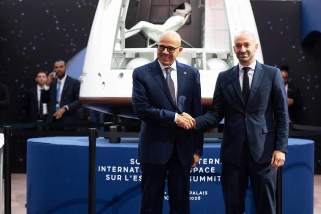 Abdullatif bin Rashid Al Zayani, Bahrain’s Minister of Foreign Affairs, and Benjamin Haddad, Minister Delegate to the Minister of Europe and Foreign Affairs, in charge of European affairs, at the Space Summit at the Grand Palais in Paris, on September 10, 2026. Nearly 1,100 companies from the space sector will also be present at the Grand Palais, demonstrating the exceptional mobilization of the global space ecosystem around this event, organized by France and Germany. The Summit will address all issues related to the development and innovation of the space sector through three key themes: 1) meeting the challenges of the global space economy through international cooperation; 2) advancing science, technology, and space exploration from an Copyright: xJeannexAccorsini Pool BestimagexJeannexAccorsini Pool Bestimagex