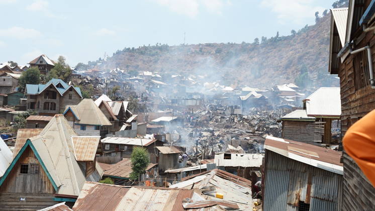 (260910) -- BUKAVU, Sept. 10, 2026 -- This photo taken on Sept. 10, 2026 shows a fire site in Bukavu, Democratic Republic of the Congo. At least 21 students were killed and several others seriously injured in a fire that broke out Thursday in Bukavu, capital of the eastern Democratic Republic of the Congo (DRC) s South Kivu Province, local media reported. (SpotNews) DR CONGO-BUKAVU-FIRE-AFTERMATH XinxHuashe 