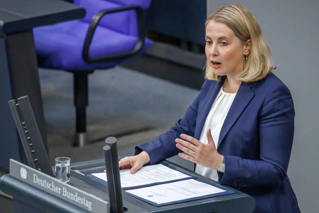 Bundestag: Verena Hubertz (SPD), Federal Minister for Housing, Urban Development, and Construction, at the German Bundestag on September 10, 2026, in Berlin, Berlin, Berlin, Germany, Bundestag
