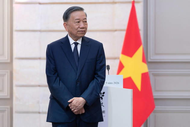 Bilateral Talks at The Elysse Between Emmanuel Macron and To Lam - Paris Vietnam s President To Lam delivers a press statement following his bilateral talks with French President at the Elysee Palace in Paris on September 10, 2026. Photo by Raphael Lafargue ABACAPRESS.COM Paris France  Copyright: xLafarguexRaphael ABACAx