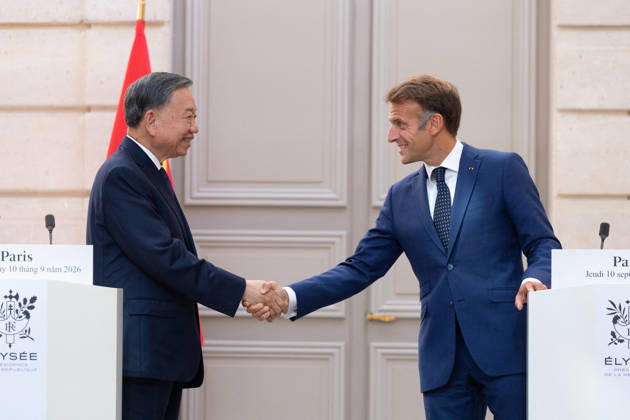 Bilateral Talks at The Elysse Between Emmanuel Macron and To Lam - Paris Vietnam s President To Lam, French President Emmanuel Macron during bilateral talks at the Elysee Palace in Paris on September 10, 2026. Photo by Raphael Lafargue ABACAPRESS.COM Paris France  Copyright: xLafarguexRaphael ABACAx