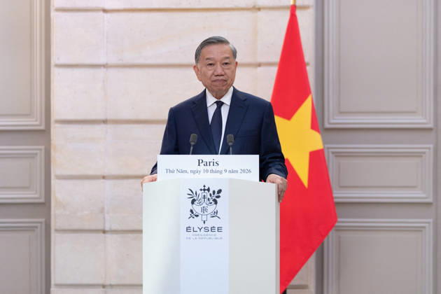 Bilateral Talks at The Elysse Between Emmanuel Macron and To Lam - Paris Vietnam s President To Lam delivers a press statement following his bilateral talks with French President at the Elysee Palace in Paris on September 10, 2026. Photo by Raphael Lafargue ABACAPRESS.COM Paris France  Copyright: xLafarguexRaphael ABACAx