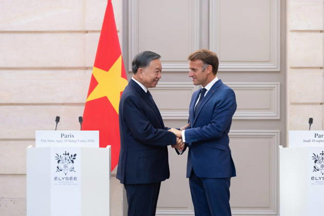 Vietnam s President To Lam and French President Emmanuel Macron during bilateral talks at the Élysée Palace in Paris on September 10, 2026. Raphael Lafargue, Pool Bestimage, Paris, France  Copyright: xRaphaÃ«lxLafarguex xPoolx xBestimagexRaphaÃ«lxLafarguex xPoolx xBestimagex