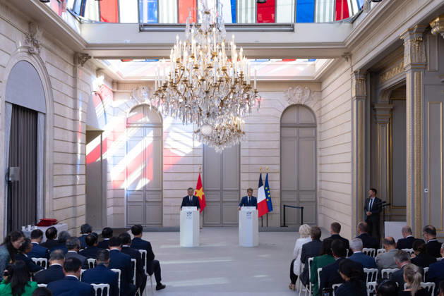 Vietnam s President To Lam and French President Emmanuel Macron during bilateral talks at the Élysée Palace in Paris on September 10, 2026. Raphael Lafargue, Pool Bestimage, Paris, France  Copyright: xRaphaÃ«lxLafarguex xPoolx xBestimagexRaphaÃ«lxLafarguex xPoolx xBestimagex