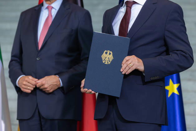 State visit by His Highness the President of the United Arab Emirates, Sheikh Mohammed bin Zayed Al Nahyan, to the Federal Republic of Germany, Berlin, September 10, 2026: Numerous agreements were formally exchanged during the signing ceremony held at the Federal Chancellery in Berlin in the prese
