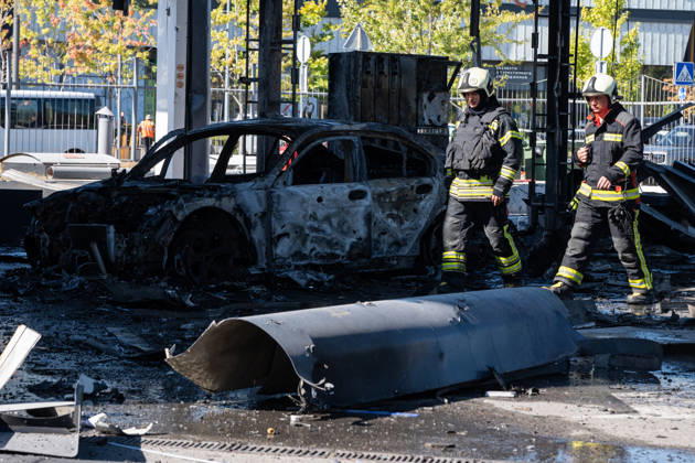 4 wounded in a Russian airstrike at a gas station in Kyiv KYIV, UKRAINE - SEPTEMBER 10: Aftermath of a Russian airstrike on a gas station in the Holosiivskyi district of Kyiv, Ukraine, on September 10, 2026. A Russian jet drone hit the gas station in Kyiv, severely damaging the building and injuring 4 people, 3 of whom were severely injured and required hospitalization. Danylo Antoniuk Anadolu Kyiv Ukraine. Editorial use only. Please get in touch for any other usage.  Copyright: x2026xAnadoluxDanyloxAntoniukx