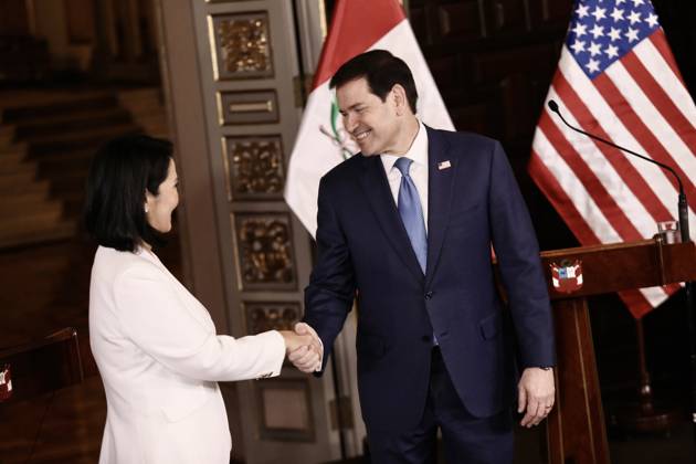 US Secretary of State Marco Rubio is welcomed by Peruvian President Keiko Fujimori in Peru LIMA, PERU - SEPTEMBER 10: U.S. Secretary of State Marco Rubio (R) meets with Peruvian President Keiko Fujimori (L) at the Government Palace on September 10, 2026, in Lima, Peru. Following his visits to Colombia and Ecuador, the Secretary of State arrived in Lima to discuss key issues on the bilateral agenda, including security, the fight against drug trafficking, and trade. Peru is also expected to become part of the so-called Shield of the Americas, a U.S.-led regional security initiative. The meeting marked the first meeting between the governments of Peru and the United States. Klebher Vasquez Anadolu Lima Peru. Editorial use only. Please get  Copyright: x2026xAnadoluxKlebherxVasquezx