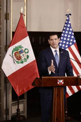 US Secretary of State Marco Rubio is welcomed by Peruvian President Keiko Fujimori in Peru LIMA, PERU - SEPTEMBER 10: U.S. Secretary of State Marco Rubio meets with Peruvian President Keiko Fujimori at the Government Palace on September 10, 2026, in Lima, Peru. Following his visits to Colombia and Ecuador, the Secretary of State arrived in Lima to discuss key issues on the bilateral agenda, including security, the fight against drug trafficking, and trade. Peru is also expected to become part of the so-called Shield of the Americas, a U.S.-led regional security initiative. The meeting marked the first meeting between the governments of Peru and the United States. Klebher Vasquez Anadolu Lima Peru. Editorial use only. Please get in touch  Copyright: x2026xAnadoluxKlebherxVasquezx