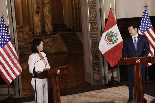 US Secretary of State Marco Rubio is welcomed by Peruvian President Keiko Fujimori in Peru LIMA, PERU - SEPTEMBER 10: U.S. Secretary of State Marco Rubio (R) meets with Peruvian President Keiko Fujimori (L) at the Government Palace on September 10, 2026, in Lima, Peru. Following his visits to Colombia and Ecuador, the Secretary of State arrived in Lima to discuss key issues on the bilateral agenda, including security, the fight against drug trafficking, and trade. Peru is also expected to become part of the so-called Shield of the Americas, a U.S.-led regional security initiative. The meeting marked the first meeting between the governments of Peru and the United States. Klebher Vasquez Anadolu Lima Peru. Editorial use only. Please get  Copyright: x2026xAnadoluxKlebherxVasquezx