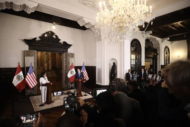 US Secretary of State Marco Rubio is welcomed by Peruvian President Keiko Fujimori in Peru LIMA, PERU - SEPTEMBER 10: U.S. Secretary of State Marco Rubio meets with Peruvian President Keiko Fujimori at the Government Palace on September 10, 2026, in Lima, Peru. Following his visits to Colombia and Ecuador, the Secretary of State arrived in Lima to discuss key issues on the bilateral agenda, including security, the fight against drug trafficking, and trade. Peru is also expected to become part of the so-called Shield of the Americas, a U.S.-led regional security initiative. The meeting marked the first meeting between the governments of Peru and the United States. Klebher Vasquez Anadolu Lima Peru. Editorial use only. Please get in touch  Copyright: x2026xAnadoluxKlebherxVasquezx