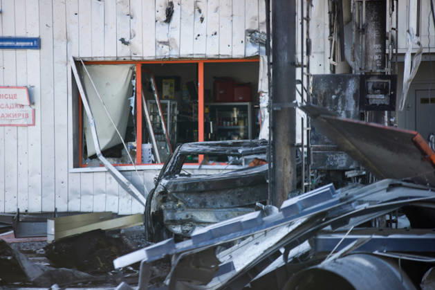 Russian drone strikes petrol station in Kyiv™s Holosiivskyi district A burnt-out car is at a petrol station in the Holosiivskyi district of Kyiv, Ukraine, on September 10, 2026. Russian forces targeted the petrol station, injuring four people. A car caught fire on the premises, and a public transport stop was also damaged. Kyiv Ukraine  Copyright: xMariannaxKotykx originalFilename: ukrinform-russiand260910_npqlo.jpg
