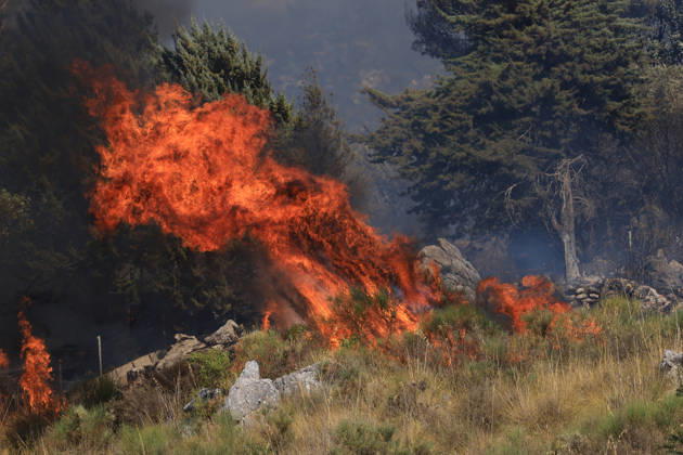 Wildfire near Palermo threatens homes in Giardinello, Sicily PALERMO, ITALY - SEPTEMBER 10: Flames and thick smoke rise from a forested area during a wildfire near Giardinello, close to Palermo on the island of Sicily, on September 10, 2026 in Palermo, Italy. The blaze began in the Carcatizzi area around midday a day earlier and spread rapidly, threatening nearby residential areas and damaging several homes. Firefighters battled the fire from the ground with fire engines and from the air with a firefighting aircraft and two helicopters. Alberto Lo Bianco Anadolu Sicily Italy. Editorial use only. Please get in touch for any other usage.  Copyright: x2026xAnadoluxAlbertoxLoxBiancox