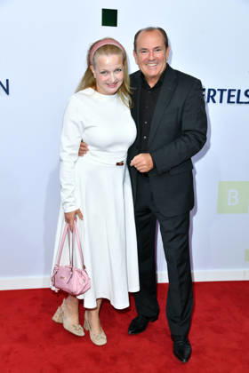 Wolfram Kons with his wife, Alexa Apermann, at the 2026 Bertelsmann Party at the Bertelsmann representative office in Berlin on September 10, 2026
