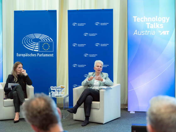September 11, 2026: Press Conference on European Security with Andrea Rukschcio Wilhelm and Marie Agnes Strack Zimmermann, Chair of the European Parliament’s Committee on Defense, on September 11, 2026, during a press conference as part of Technology Talks Austria 2026 at the Barock Suiten in the Museumsquartier in Vienna, Vienna, Austria