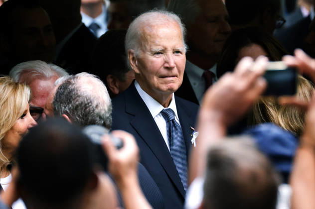 Former President Joseph Biden arrives at the 25th anniversary of the 9 11 terrorist attacks on the World Trade Center in New York City on Thursday, September 11, 2026.  NYP202609113020 PETERxFOLEY