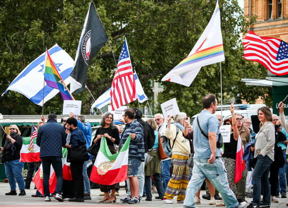Hanover, Germany, Europe: Participants in a pro-Palestinian demonstration gather at Hanover Central Station on September 11, 2026. The photo shows demonstrators holding Palestinian flags, posters, and banners during the public rally. Copyright: xAymanxAlahmedx