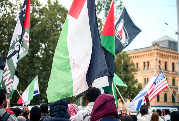 Hanover, Germany, Europe Participants in a pro-Palestinian demonstration gather on September 11, 2026, at Hanover Central Station. Demonstrators carrying Palestinian flags, posters, and banners can be seen during the public rally. Copyright: xAymanxAlahmedx