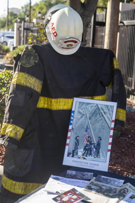 September 11, 2026, Los Angeles, California, USA: A firefighterÃ¢â‚¬â ¢s uniform and an iconic photograph of the 9 11 flag-raising are displayed as the Los Angeles Fire Department marks the 25th anniversary of the terrorist attacks on Sept. 11, 2026, at the Frank Hotchkin Memorial Training Center in Los Angeles, California. Los Angeles USA  - ZUMAc68_ 20260911_zaf_c68_002 Copyright: xRingoxChiux