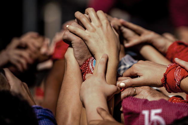September 11, 2026, Barcelona, Catalonia, Spain: The Capgrossos de Mataro build a human tower during the Diada Castellera at Catalonia s National Day, the Diada Barcelona Spain - ZUMAo105 20260911_fap_o105_027 Copyright: xMatthiasxOesterlex