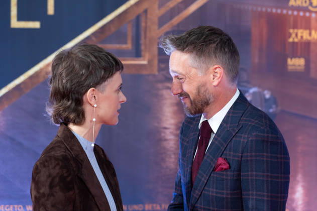 From left: Liv Lisa FRIES, actress; Volker BRUCH, actor; Red Carpet; Red Carpet Show; Arrival; Premiere of the final season of *Babylon Berlin* on September 11, 2026, at the Naturstrom Open-Air Cinema in the Rheinau Harbor in Cologne,