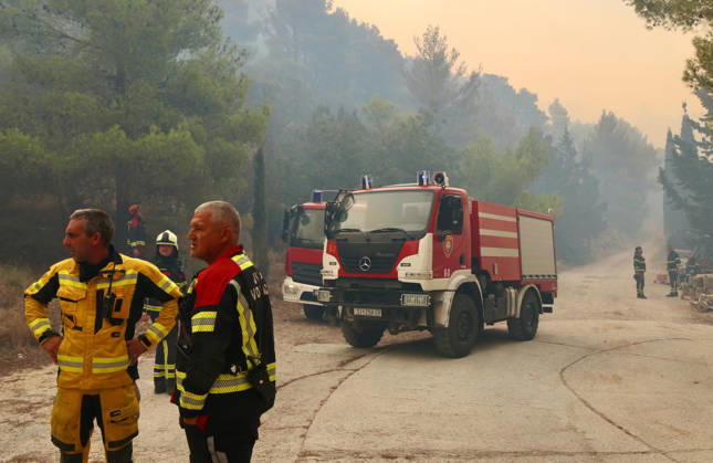 Croatia Island Wildfire Members of Croatian fire are working to extinguish a wildfire near city Milna at Island Brac, Croatia on September 12, 2026.  IvoxCagalj PIXSELL