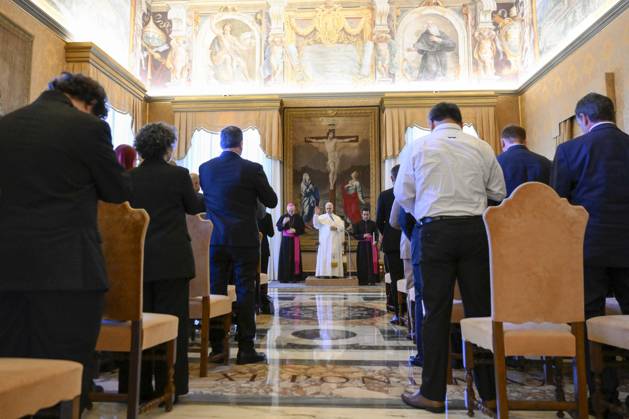 PRIVATE AUDIENCE Italy,Rome, Vatican, 2026 9 12 Pope Leo XVI receives in a private audience participants in the Fratelli tutti: North-South Social Dialogue meeting at the Vatican EDITORIAL USE ONLY - NO BOOKS Copyright: xVATICANxMEDIA xCatholicxPressxPhotox