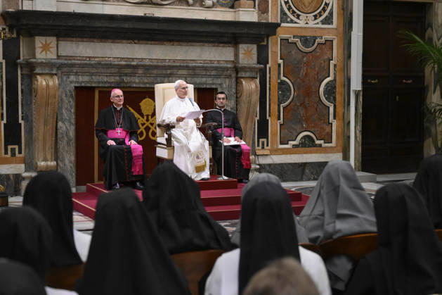 PRIVATE AUDIENCE Italy,Rome, Vatican, 2026 9 12 Pope Leo XVI receives in a private audience Participants in the Symposium of the Communio Internationalis Benedictinarum at the Vatican EDITORIAL USE ONLY - NO BOOKS Copyright: xVATICANxMEDIA xCatholicxPressxPhotox